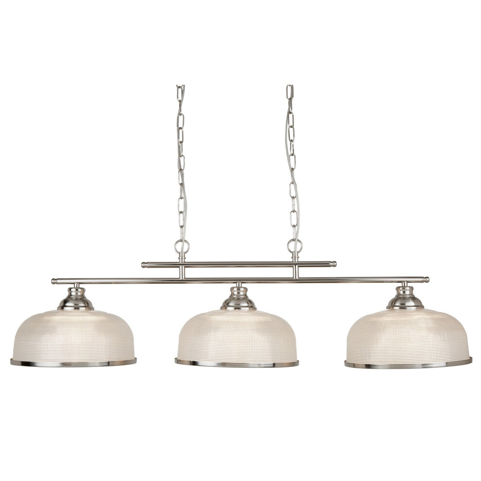 3 Light Ceiling Bar Satin Silver Marble Glass