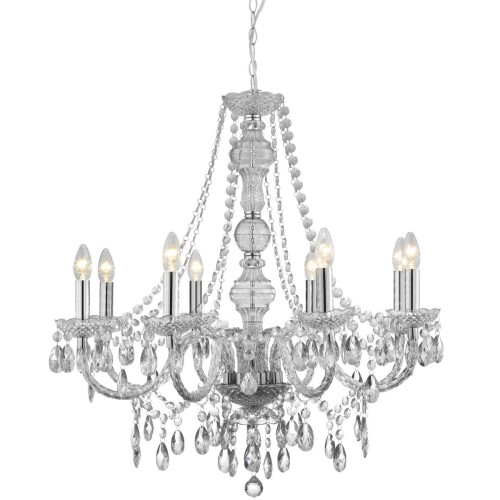 Searchlight 8 Light Traditional Style Chandelier In Clear Acrylic