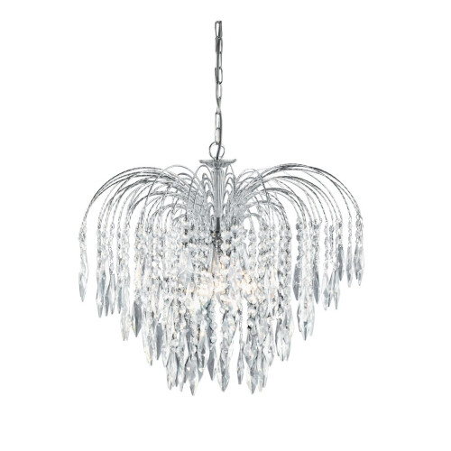Searchlight Shower Crystal Chandelier 5 Light Cut Chrome Frame