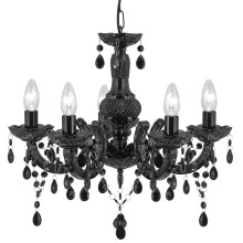 5 Arm Traditional Style Chandelier In Black Acrylic