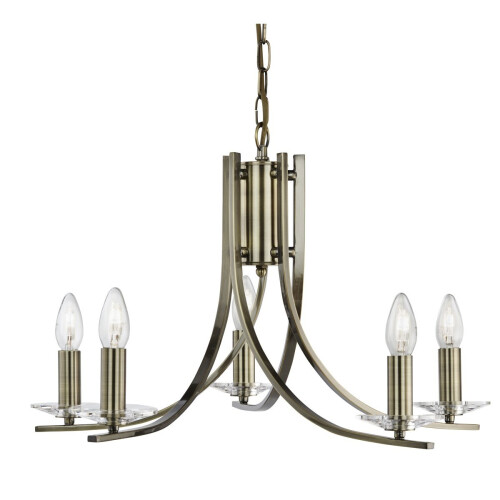 Searchlight 5 Light Twisted Ceiling Pendant With Clear Glass Sconces