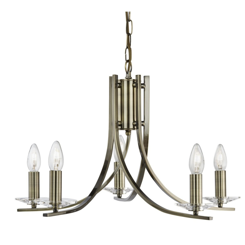 5 Light Twisted Ceiling Pendant With Clear Glass Sconces