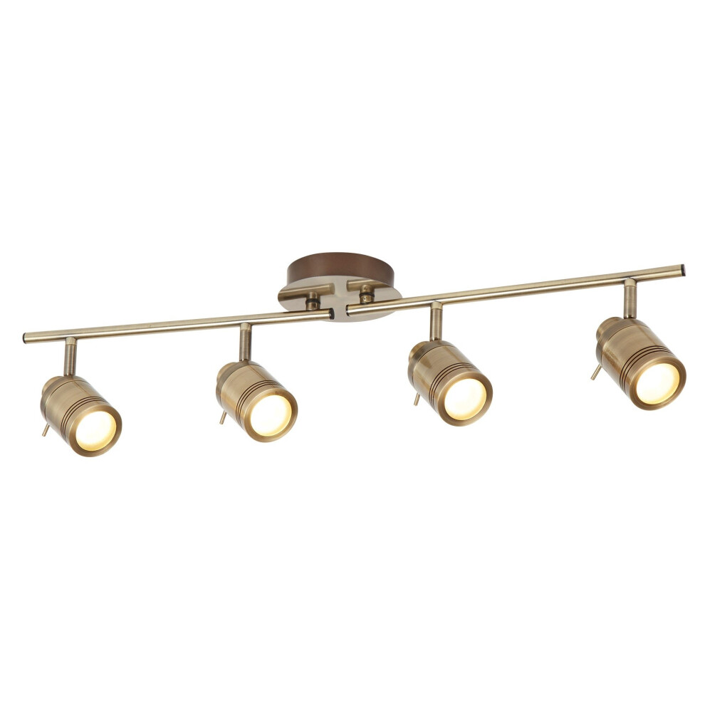4 Light IP44 Bathroom Spot Split-Bar Antique Brass
