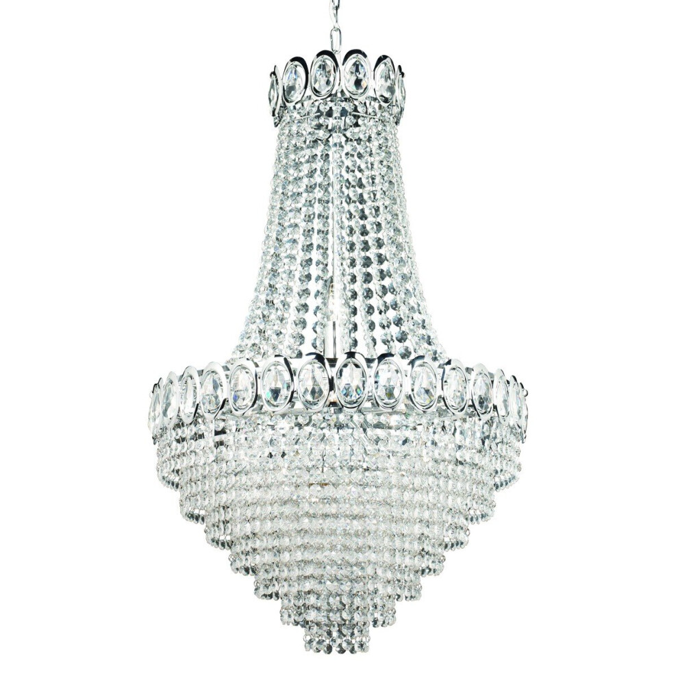 Traditional 6 Light Chrome Crystal Chandelier