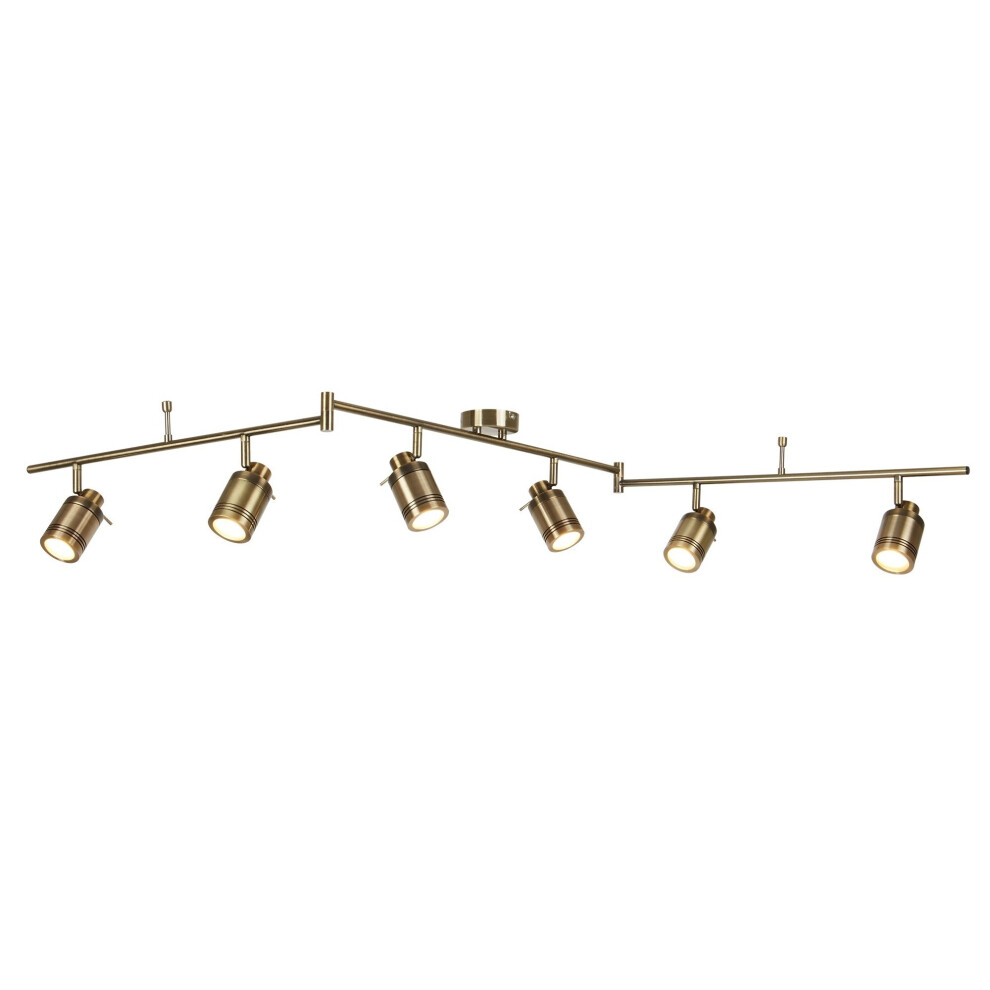 6 Light IP44 Bathroom Spot Split-Bar Antique Brass