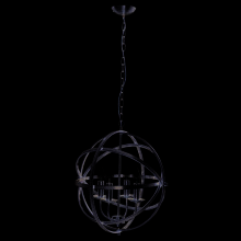 4 Light Cage Frame Pendant In Antique Brass