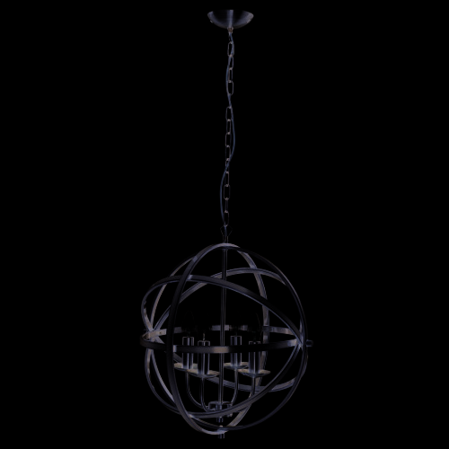 Searchlight 4 Light Cage Frame Pendant In Antique Brass