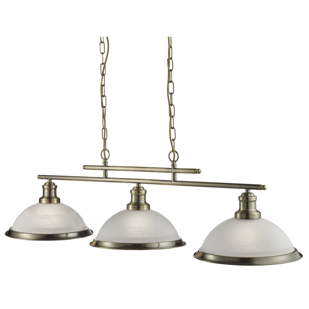 Bistro 3 Light Industrial Antique Brass Bar Pendant