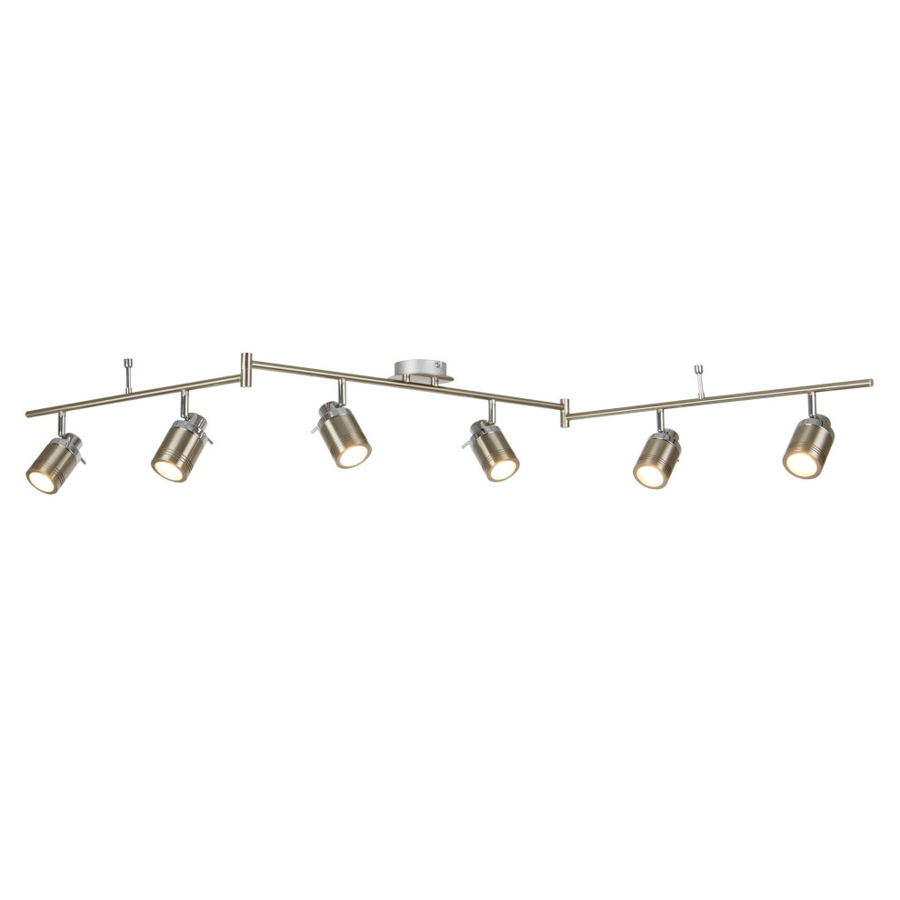 6 Light IP44 Bathroom Spot Split-Bar Satin Silver