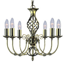 Traditional Antique Brass 6 Light Chain Pendant