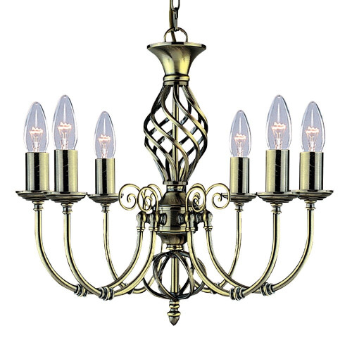 Searchlight Traditional Antique Brass 6 Light Chain Pendant