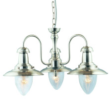 Satin Silver Finish 3 Light Fitting With Seeded Glass