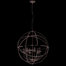 6 Light Cage Frame Pendant In Matt Black