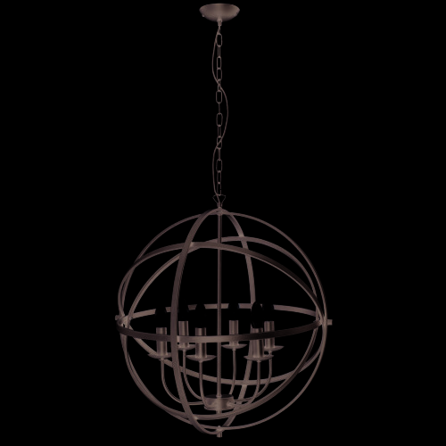 Searchlight 6 Light Cage Frame Pendant In Matt Black