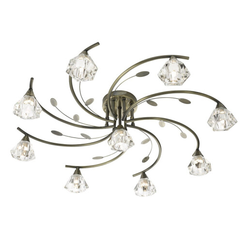 Searchlight Antique Brass Ceiling Flush Light With Clear Glass Shade