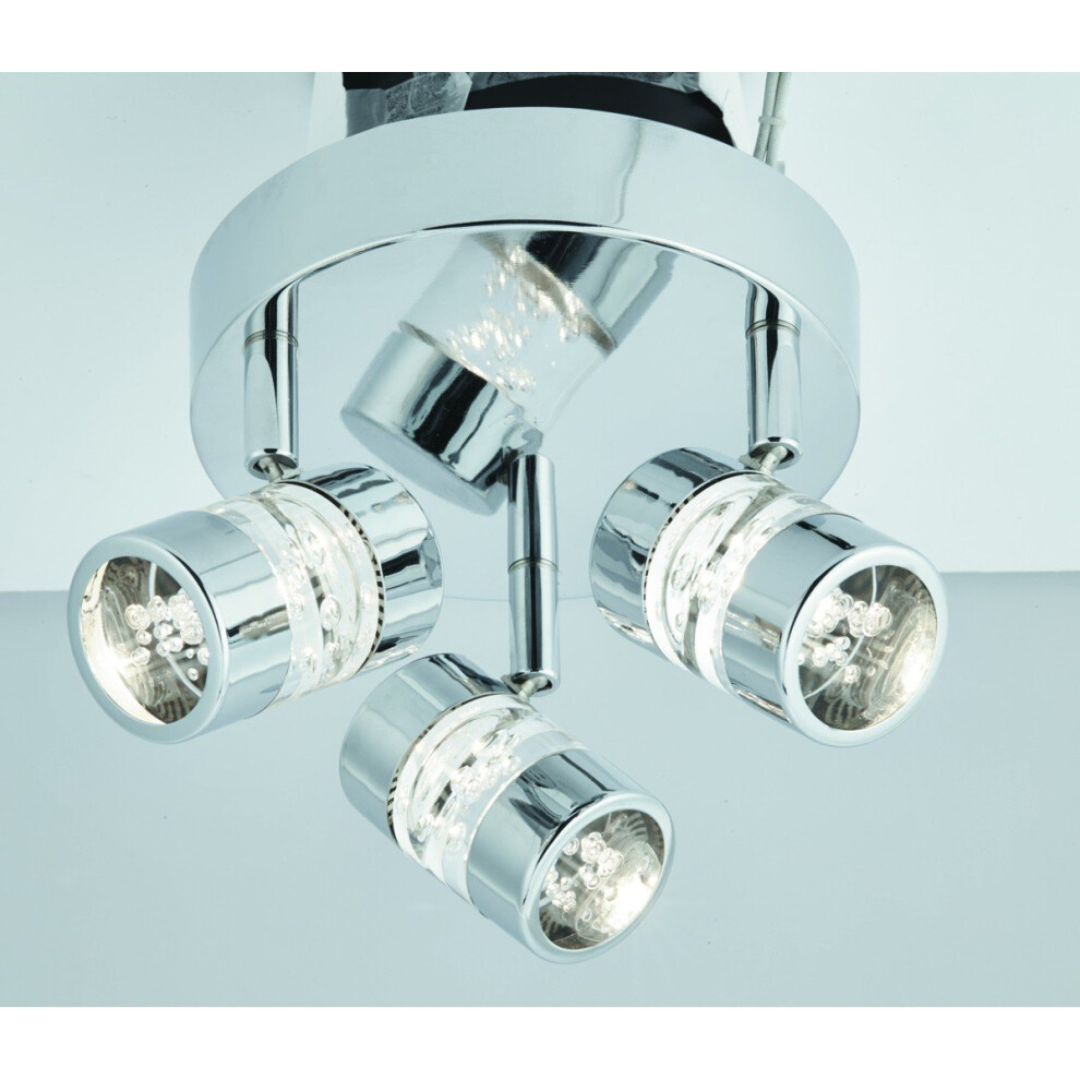 Searchlight 4413CC 'Bubbles' Led 3-Light Round Chrome & Acrylic Shade Light. IP44