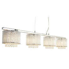 4 Light Ceiling Bar In Chrome Clear Crystal Drops