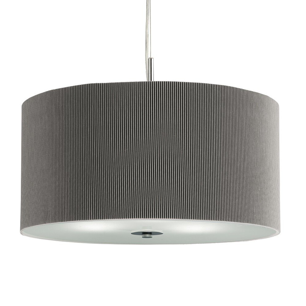 Searchlight 3 Lights Silver Drum Glass Ceiling Fitting Pendant Chandelier Light