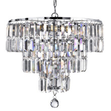 Chrome Chandelier With Clear Bevelled Crystal Trimmings