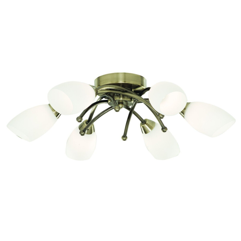 Search Traditional Brass Ceiling Flush With Opal Glass Light Size 6