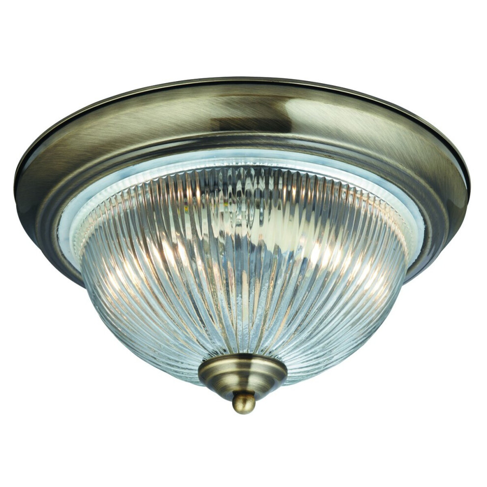 Traditional Bathroom Ceiling Light With Ribbed Clear Glass