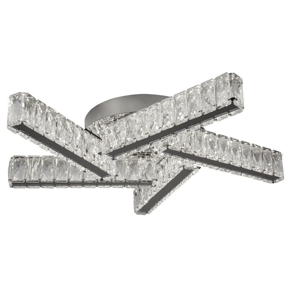 5 Light LED Ceiling Flush Clear Crystal Chrome