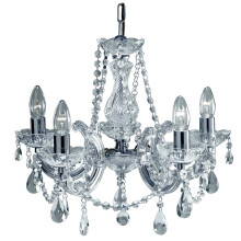 5 Arm Crystal Glass Chandelier In Chrome