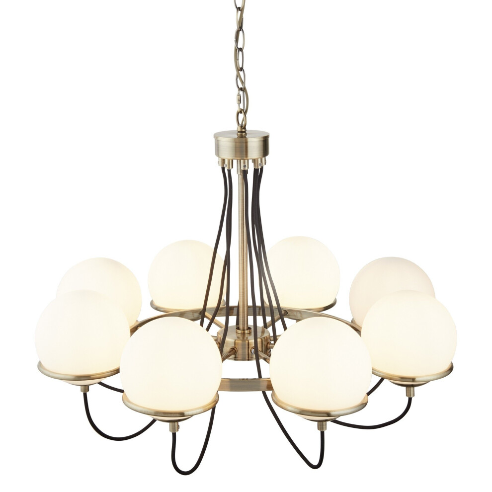 8 Light Ceiling Antique Brass Black Braided Cable