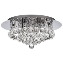 Modern Chrome Crystal Flush 4 Light With Round Drops