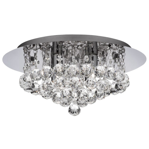 Searchlight Modern Chrome Crystal Flush 4 Light With Round Drops