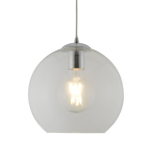 Searchlight 1 Light Round Pendant Chrome with Clear Glass