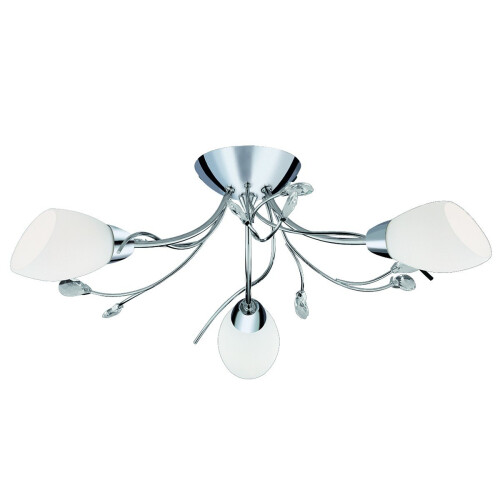 Searchlight Modern Semi Flush Light With White Glass Shades