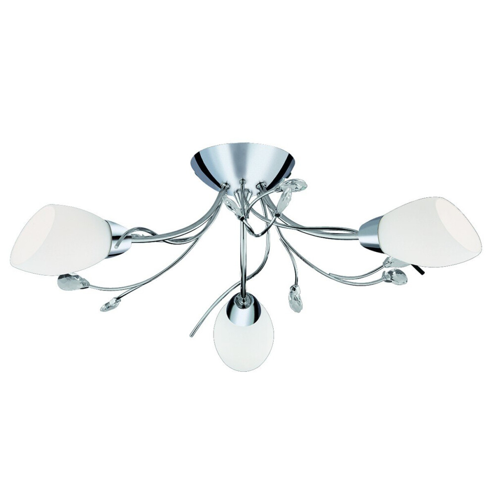 Modern Semi Flush Light With White Glass Shades