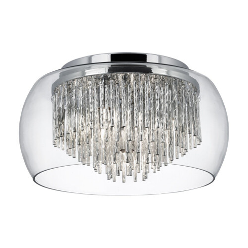 Searchlight Clear Glass Shade 4 Light Flush Ceiling Fitting With Aluminium Spiral Tubes