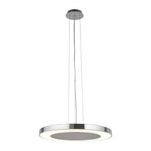 Searchlight LED Disc Ceiling Pendant In Chrome Crushed Ice Effect