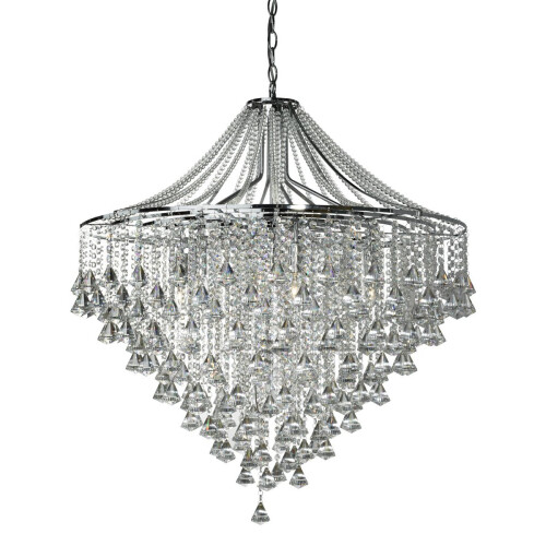 Searchlight Modern Chrome Crystal Pendant With Diamond Drops