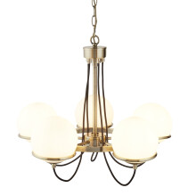 5 Light Ceiling Antique Brass Black Braided Cable