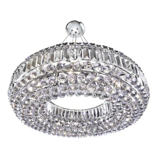 Searchlight Chrome Round 10 Light Crystal Pendant Chandelier