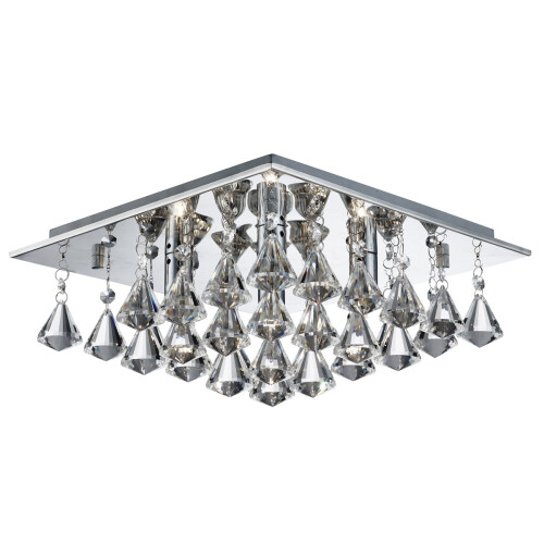 Searchlight Elegant Square Flush Ceiling 4 Light In Chrome