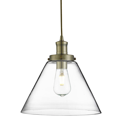 Searchlight Pyramid 1 Light Pendant In Antique Brass