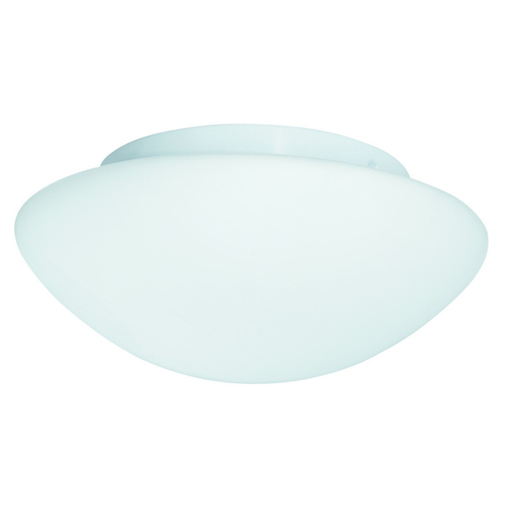 Domed Bathroom Flush Ceiling Light With Opal Glass. 23Cm