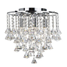 Modern Chrome Crystal Flush Light With Diamond Drops