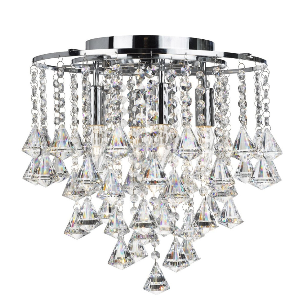 Search Modern Chrome Crystal Flush With Diamond Drops Light