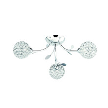 3 Light Chrome Flush Round Shade With Chrome Hoops