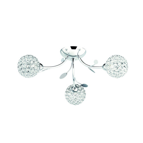 Searchlight 3 Light Chrome Flush Round Shade With Chrome Hoops