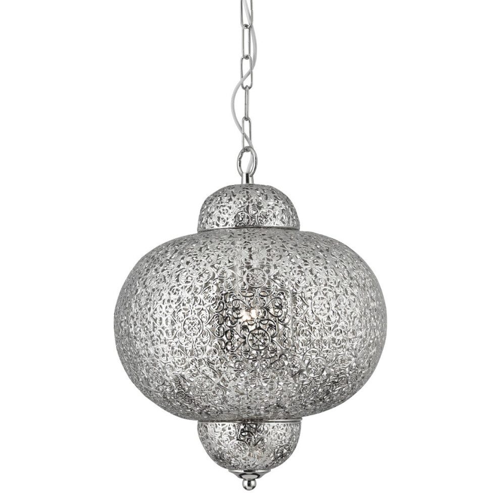 Chain Pendant In Shiny Nickel Finsih With Acrylic Buttons