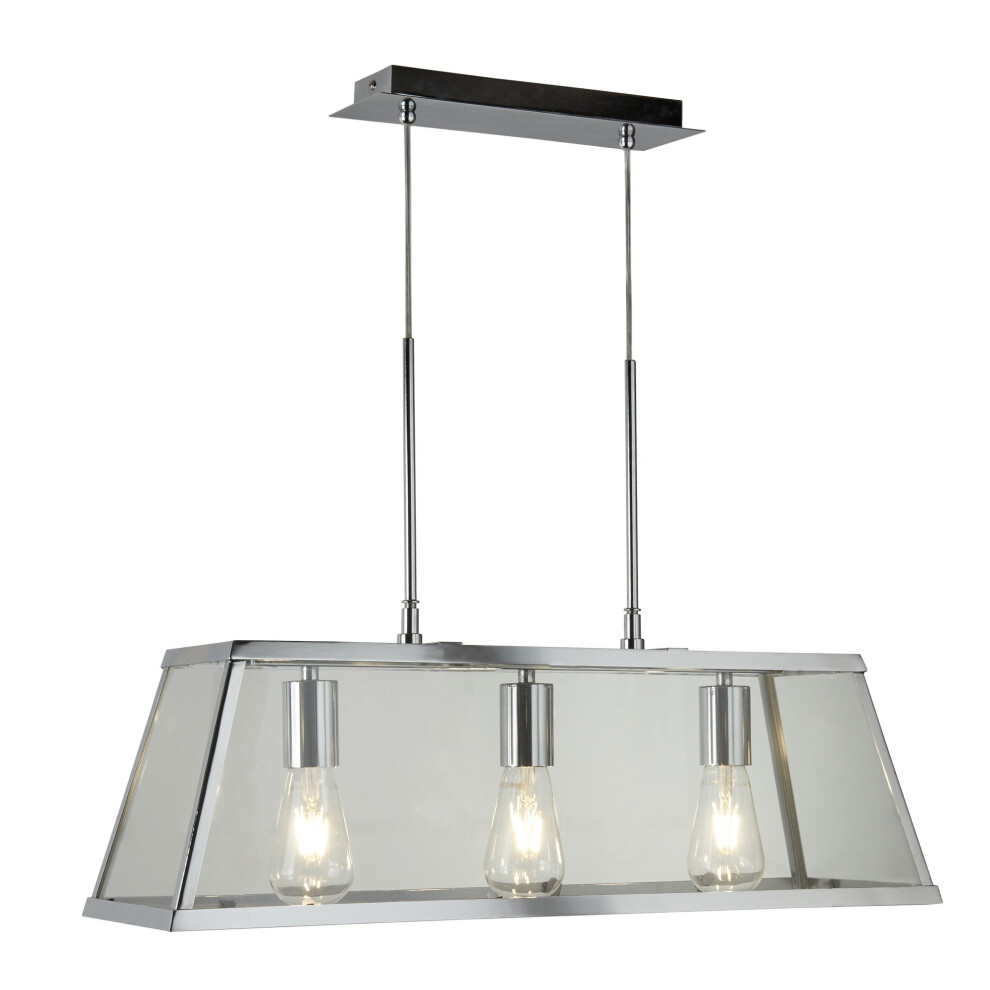 3 Light Lantern Bar Chrome Glass