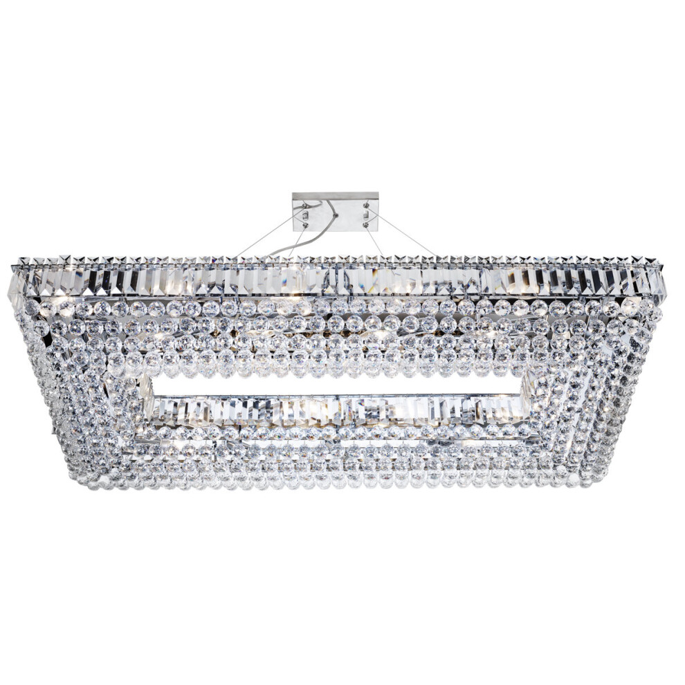 26 Light Rectangle Crystal Ceiling Fitting In Chrome