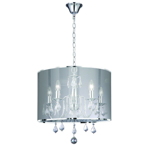 Searchlight Venetian 5 Light Chrome Fitting With Metallic Silver Shade