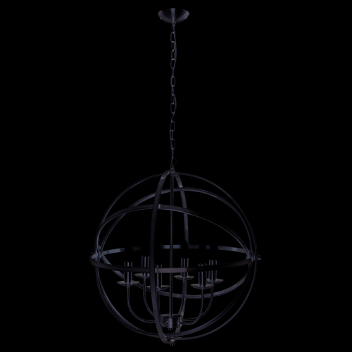 Searchlight 6 Light Cage Frame Orb Pendant In Antique Brass